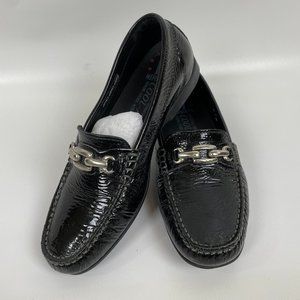 Mephisto leather black loafer with chain detail